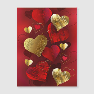 Carte Magnétique Saint-Valentin dorés et rouges