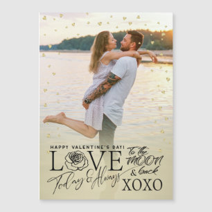 Carte Magnétique Saint-Valentin XOXO Romantique Doré