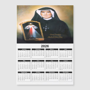 Carte Magnétique Sainte Faustine, Divine Miséricorde Calendrier 202