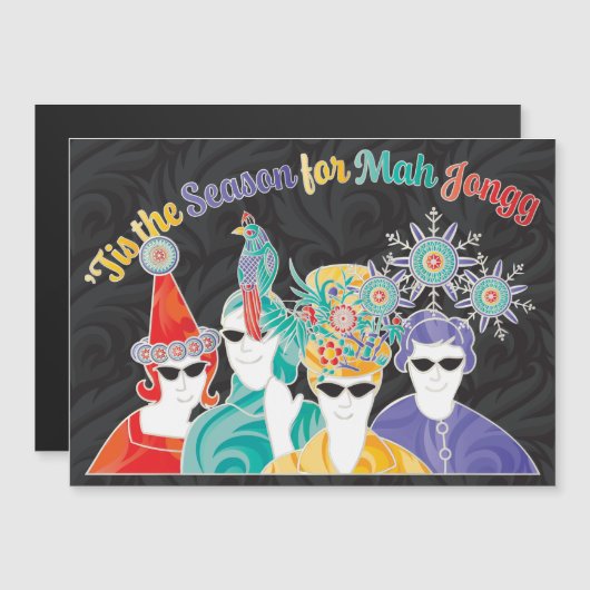 Carte Magnétique Saison Mah Jongg Aimant plat (Devant / Derrière)