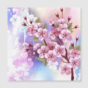 Carte Magnétique Sakura rose sur la peinture Arrière - plan