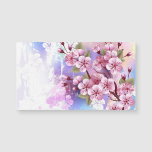 Carte Magnétique Sakura rose sur la peinture Arrière - plan