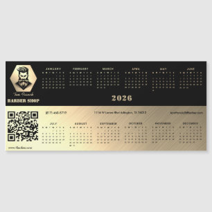 Carte Magnétique Salon de coiffure professionnel calendrier noir et