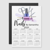 Carte Magnétique Salon de manucure à l'aquarelle Vernis à ongles (Devant / Derrière)