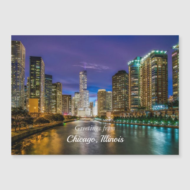 Carte Magnétique Salutations de Chicago, Illinois (Devant)