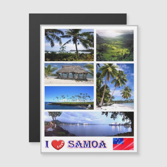 Carte Magnétique Samoa - I Love - (Devant / Derrière)