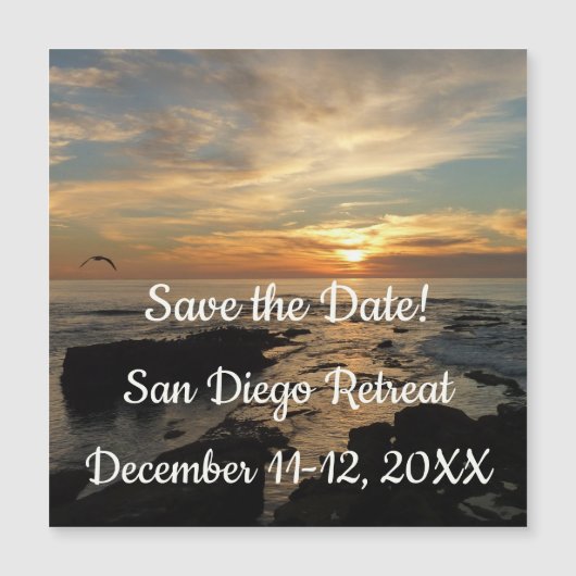 Carte Magnétique San Diego Sunset I Save the Date (Devant)