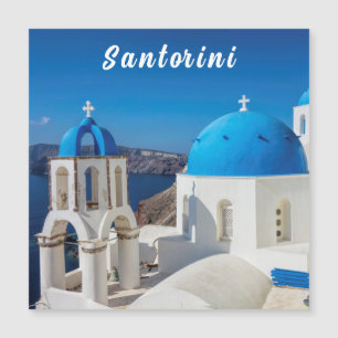 Carte Magnétique Santorin avec église bleue et blanche