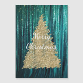 Carte Magnétique Sapin de Noël vert pin doré avec guirlandes sarcel (Devant)