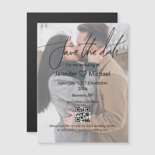 Carte Magnétique sauver la date code qr couple photo aimant élégant