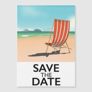 Carte Magnétique Sauver la date vintage Beach Deckchair
