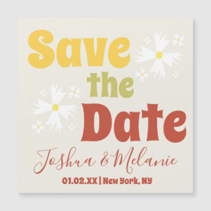 Carte Magnétique Sauvez la date Daisy Groovy Floral