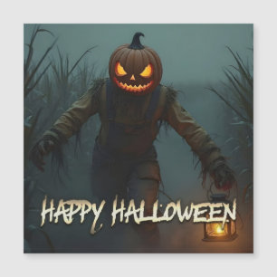 Carte Magnétique Scène d'Halloween avec une tête de citrouille effr