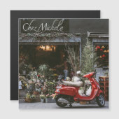 Carte Magnétique Scooter rouge vintage (Devant / Derrière)