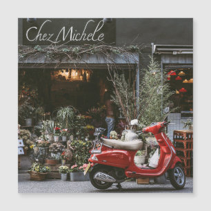 Carte Magnétique Scooter rouge vintage