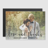 Carte Magnétique Script Black Love And Thanks | Photo personnalisée (Devant / Derrière)