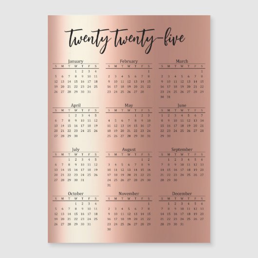 Carte Magnétique Script d'apparence métallique 2025 (Devant)