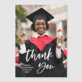 Carte Magnétique Script décontracté et photo | Merci des diplômes (Devant)