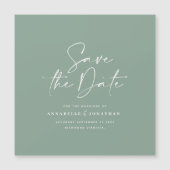 Carte Magnétique Script décontracté sauge vert typographie mariage (Devant)