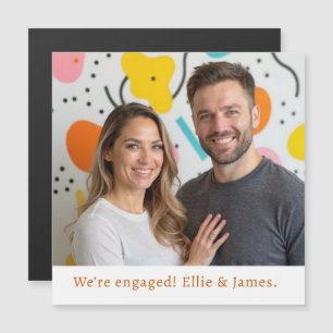 Carte Magnétique Script Fiançailles de nom de photo personnalisé