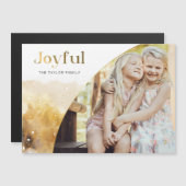 Carte Magnétique Script Joyeux Or Chic avec photo courbe (Devant / Derrière)