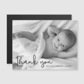 Carte Magnétique Script Merci Photo Simple Du Bébé (Devant / Derrière)