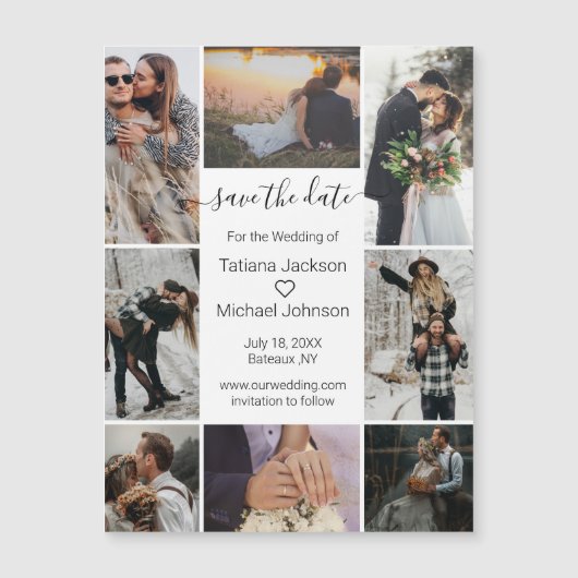 Carte Magnétique script minimal 8 photos enregistrer l'aimant de da (Devant)