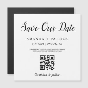 Carte Magnétique Script Minimaliste QR Code Enregistrer l'aimant de