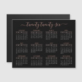 Carte Magnétique Script moderne Black Rose Gold 2024 Calendrier Mag (Devant / Derrière)