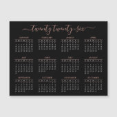 Carte Magnétique Script moderne Black Rose Gold 2024 Calendrier Mag (Devant)