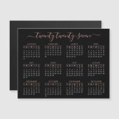 Carte Magnétique Script moderne Black Rose Gold 2025 Calendrier (Devant / Derrière)