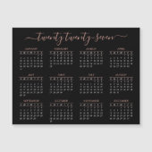 Carte Magnétique Script moderne Black Rose Gold 2025 Calendrier (Devant)