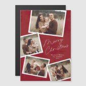 Carte Magnétique Script moderne Joyeux Noël Photo Collage (Devant / Derrière)