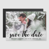 Carte Magnétique Script Moderne Photo Magnétique Enregistrer La Dat (Devant / Derrière)