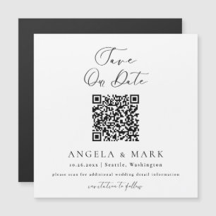 Carte Magnétique Script Moderne QR Code Enregistrer l'aimant de dat