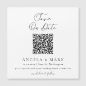 Carte Magnétique Script Moderne QR Code Enregistrer l'aimant de dat (Devant)