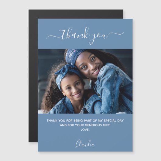 Carte Magnétique Script photo bleu Dusty merci aimant (Devant / Derrière)