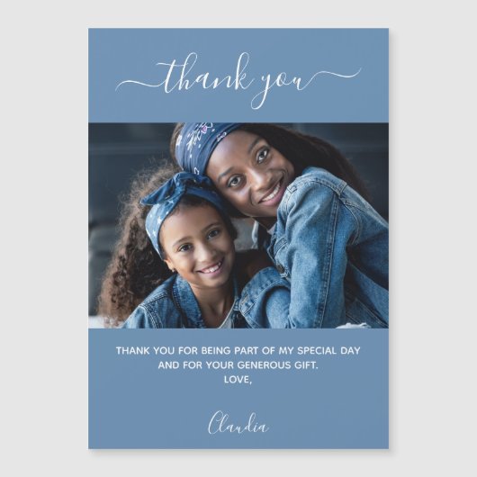 Carte Magnétique Script photo bleu Dusty merci aimant (Devant)