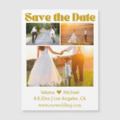 Carte Magnétique script rétro 3 photos collage enregistrer la date (Devant)