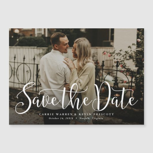 Carte Magnétique Script simple enregistrer l'invitation magnétique  (Devant)