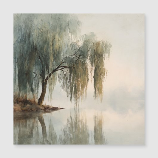 Carte Magnétique Serene Willow Tree Reflection Nature Art (13) (Devant)