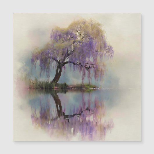 Carte Magnétique Serene Willow Tree Reflection Nature Art (6) (Devant)