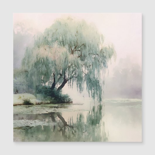 Carte Magnétique Serene Willow Tree Reflection Nature Art (7) (Devant)