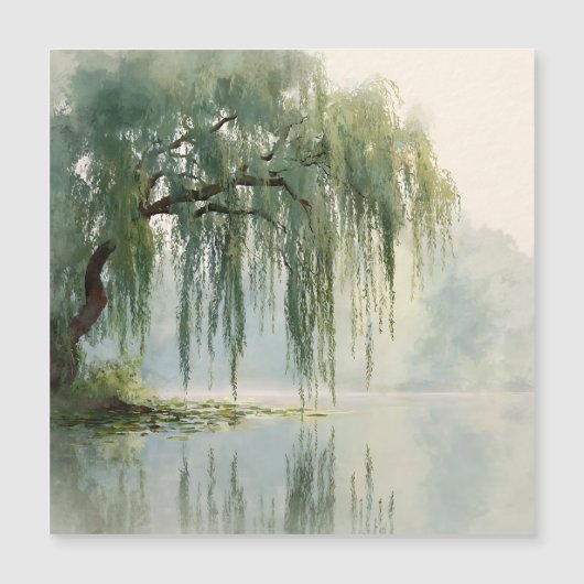 Carte Magnétique Serene Willow Tree Reflection Nature Art (9) (Devant)