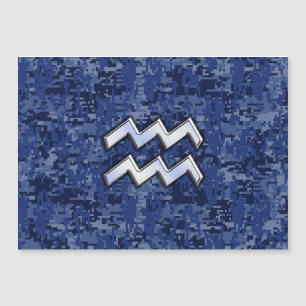 Carte Magnétique Signe du zodiaque Verseau Argent Camouflage numéri