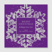 Carte Magnétique Silver Christmas Snowflake Entreprise Purple (Devant)