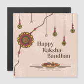Carte Magnétique Simple et heureux Raksha Bandhan (Devant / Derrière)