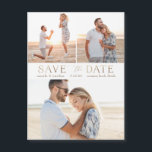 Carte Magnétique Simple Gold Multiphoto Enregistrer la date<br><div class="desc">Enregistrer la date enregistrer les annonces mariage avec un design simple qui peut être customisé avec trois photos du couple. Personnalisez avec vos informations.</div>