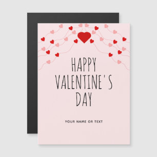 Carte Magnétique Simple Joyeux Valentines Jour Rose Coeurs à cordes