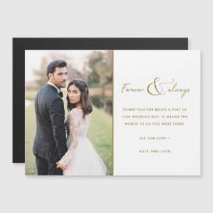 Carte Magnétique Simple Moderne Remerciement de Mariage Photo Or